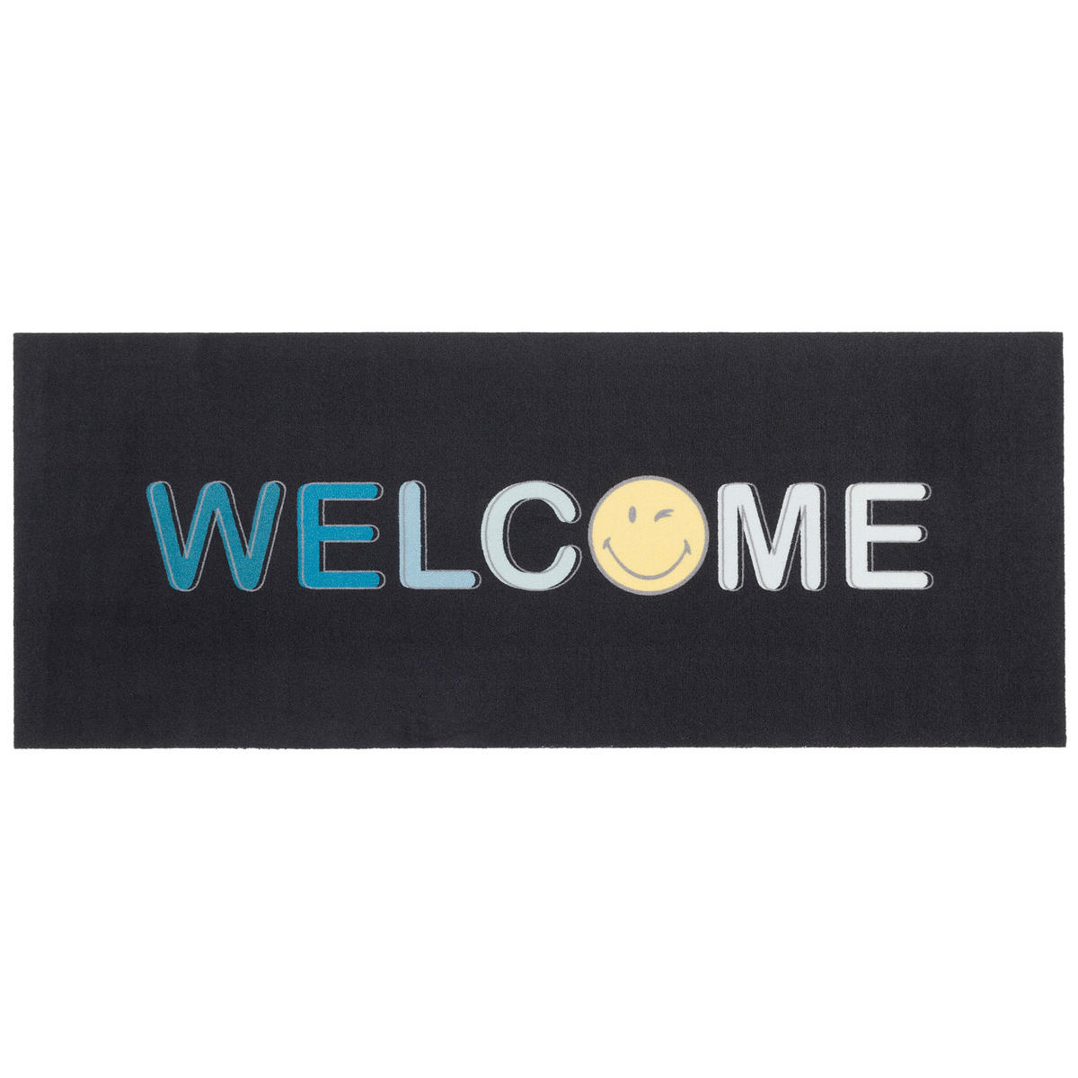 KÜCHENLÄUFER TEPPICH TRENDY SMILEY WELCOME - Schwarz, Textil (60/150cm) - Pergamon