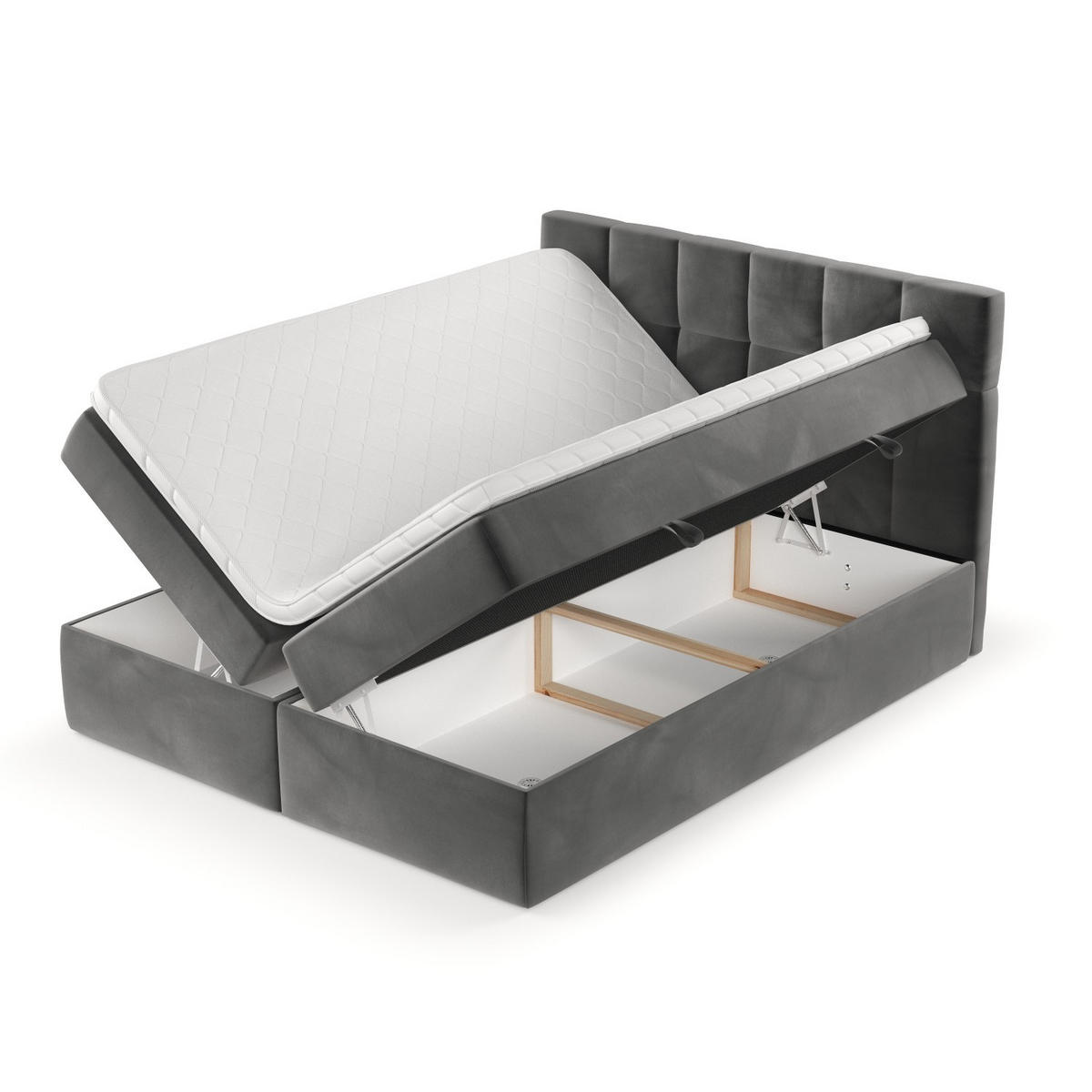 POSTEL BOXSPRING VARENO 180/200 Šedá - šedá/černá, kov/dřevo (180/200cm) - AltaBeds
