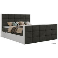 BOXBETT ALVIT DUO 160/200 - Dunkelgrau Velvet - Topper Visco - H4 - Dunkelgrau/Anthrazit, Kunststoff/Textil (160/200cm) - MKS