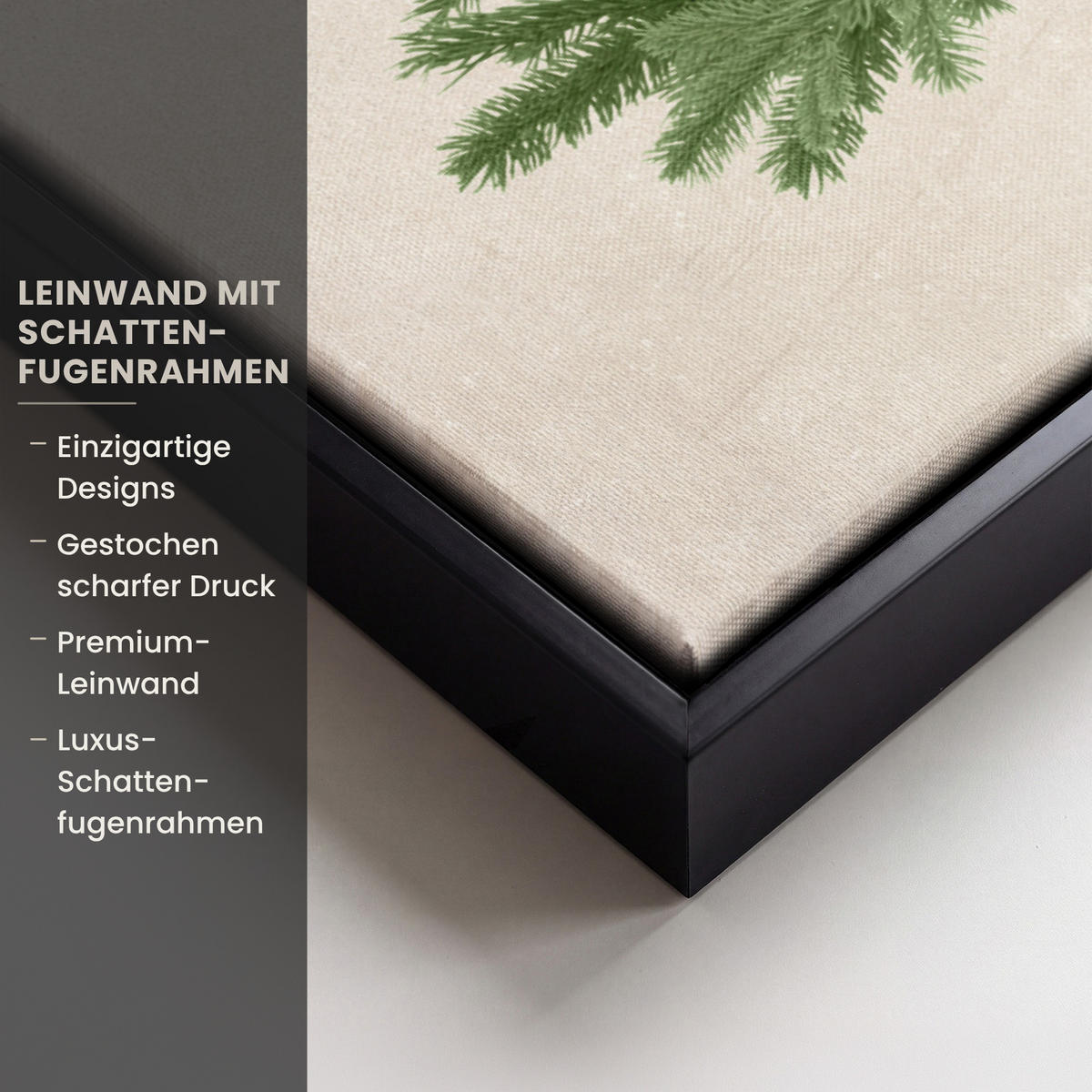 LEINWAND Bilder mit Rahmen - Weihnachtsbaum - Grün - Weihnachten - Feiertage - 70x100 - Olivgrün, Textil (70/100cm) - MuchoWow