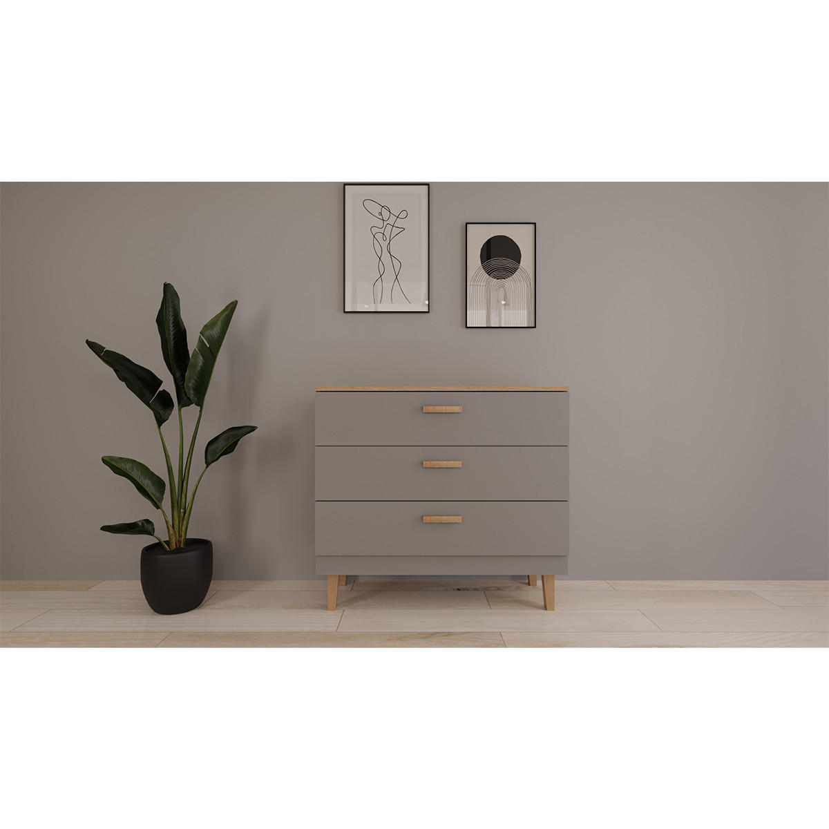 DJEČJA KOMODA Denver Sivi - siva, drvni materijal (47/90/100cm) - Petits-meubles