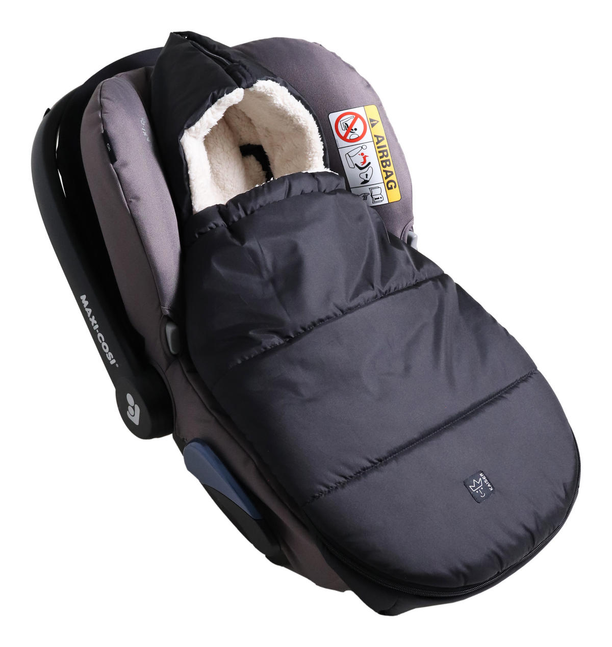 BABYSCHALENFUSSSACK Hoody 2.0, black/creme - Schwarz, Textil (40/3/80cm) - Kaiserbaby