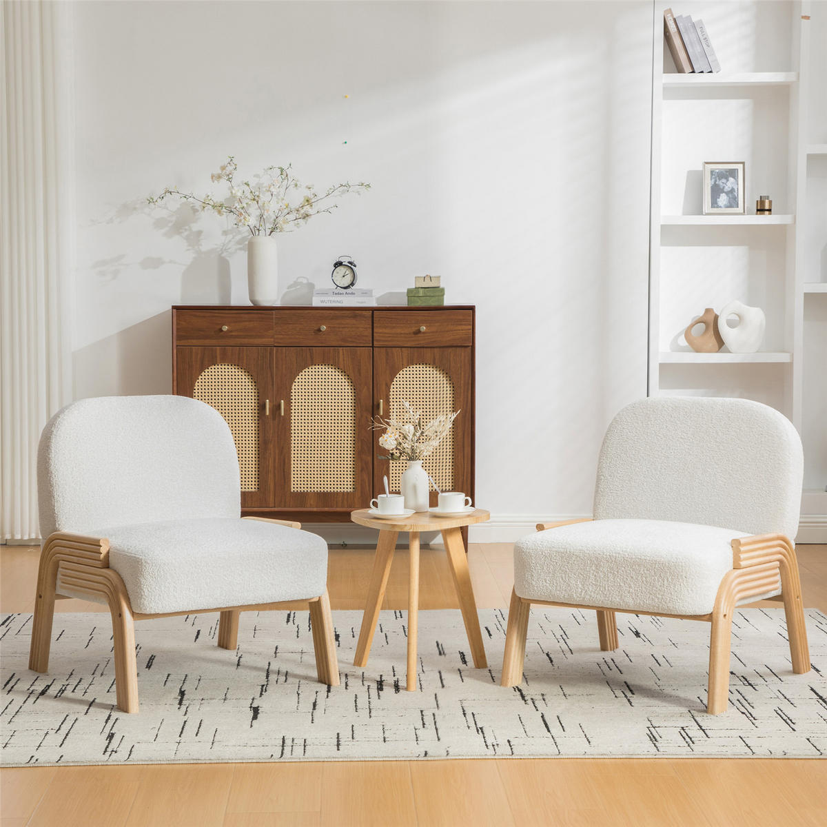 SESSEL Loungesessel Chenille mit Holzbeinen - Weiß, Textil (62/77.5/73cm) - Kaket