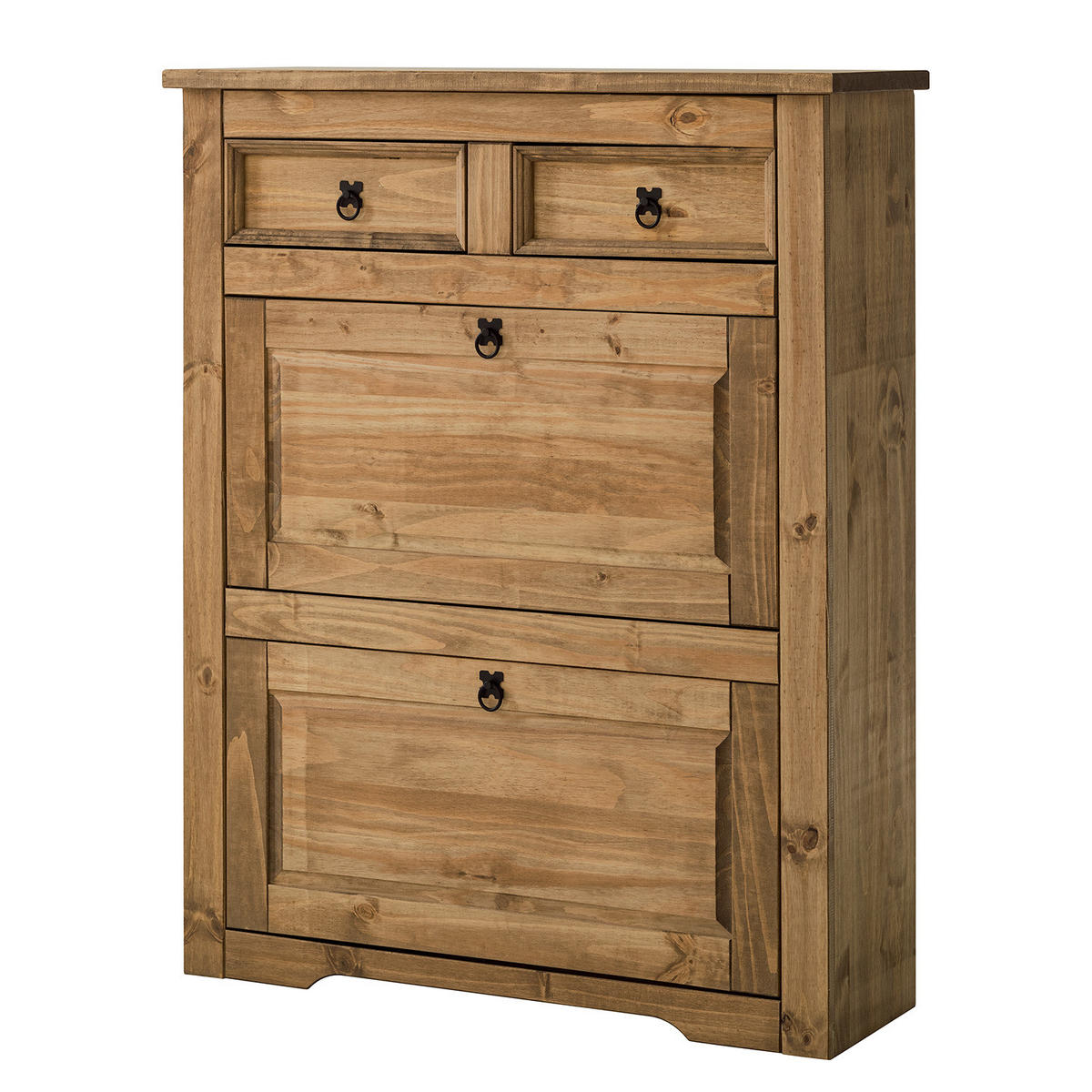 SCHUHKIPPER - Kiefer massiv - Schwarz/Kieferfarben, Holz/Metall (99/123/32cm) - home24