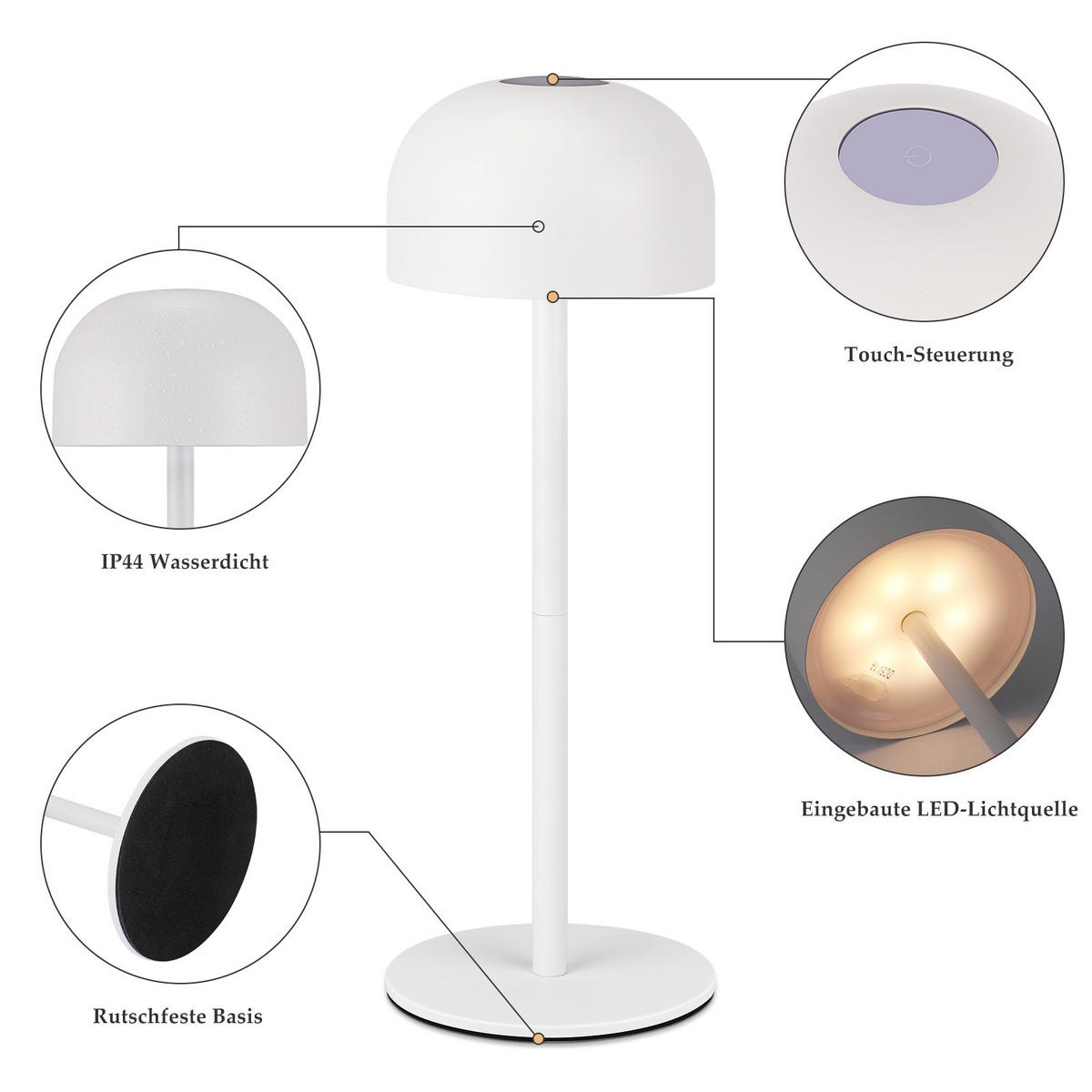 TISCHLAMPE Ozevarq 9/25/9 cm - Weiß, Metall (9/9/25cm) - ZMH