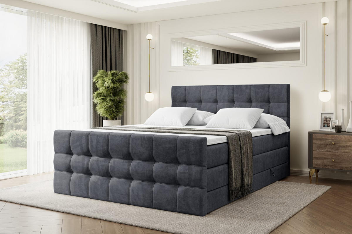 BOXSPRINGBETT BERO-Z KING - 120 x 200 - H3/H4 - Dunkelgrau - Dunkelgrau, Holzwerkstoff (120/200cm) - ALTDECOR