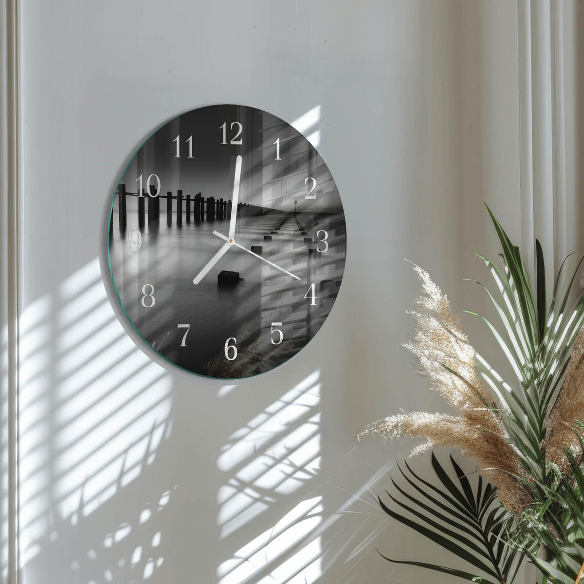 WANDUHR fi30 cm - Meer - Schwarz, Glas (30/30/0.4cm) - TULUP