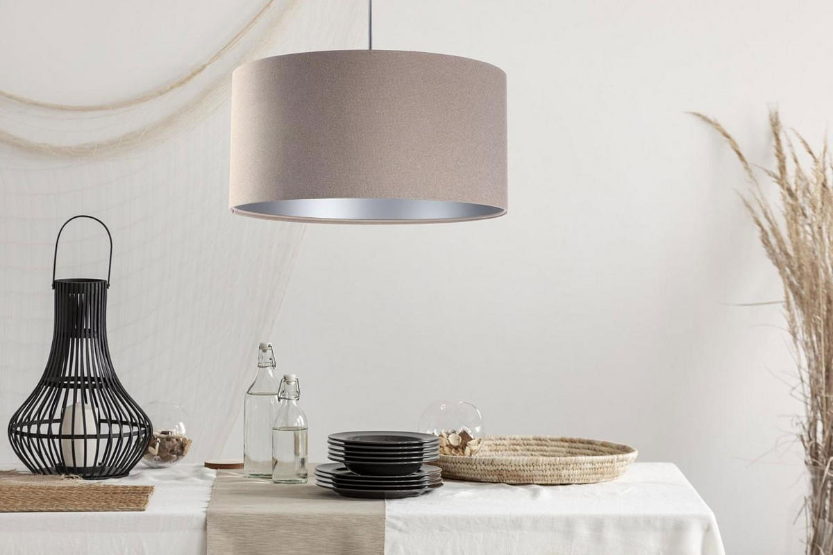 HÄNGELEUCHTE Silber 50/25 cm - Beige/Silberfarben, Kunststoff (50/0.8/25cm) - ONZENO
