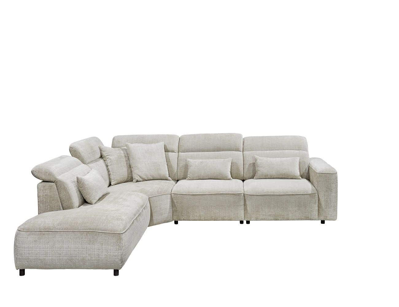 ECKSOFA mit 5-fach verstellbare Kopflehnen und pflegeleichter Mikrofaser-Chenille-Bezug - Taupe/Schwarz, Kunststoff/Textil (339/285cm) - ed exciting design