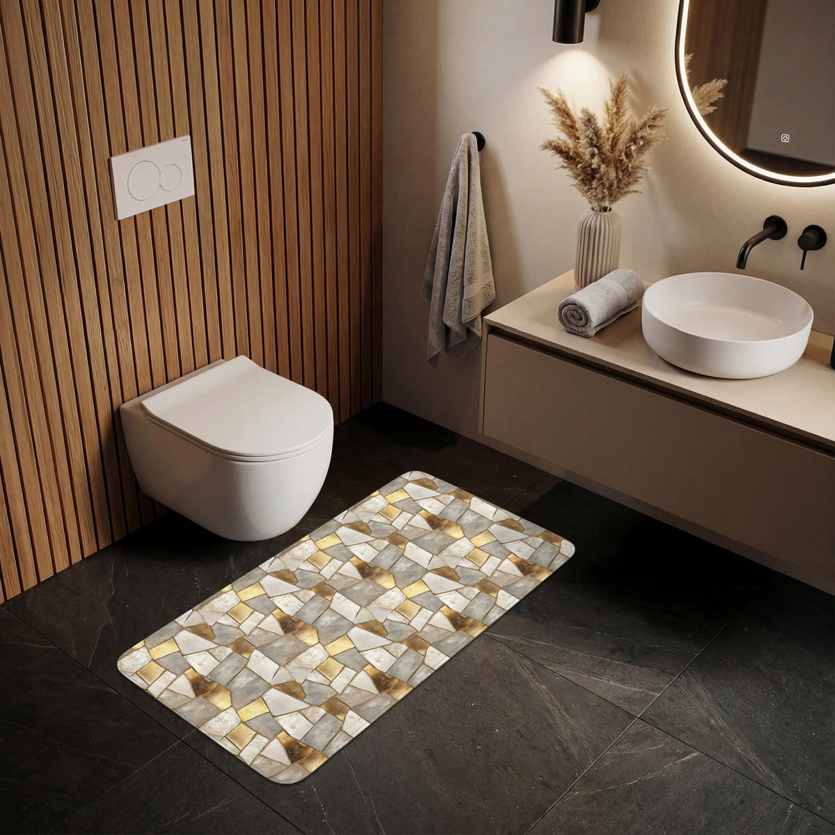 WC PŘEDLOŽKA Mozaika - Mramor - Zlato 120x60 cm - šampaňská, textil/plast (120/1cm) - OnlyWow