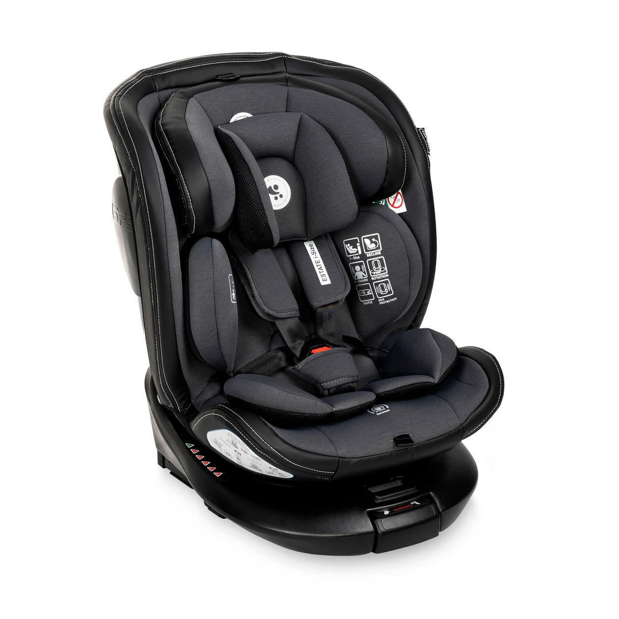 KINDERSITZ Estate i-Size dunkelgrau (40-150cm) Isofix, Stützbein, Sitz 360° drehbar - Grau, Kunststoff (47/62/52cm) - Lorelli