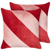DEKOKISSEN 2er-Set Rot 45/45 cm Boronia - Pink/Rot, Textil (45/45cm) - Beliani