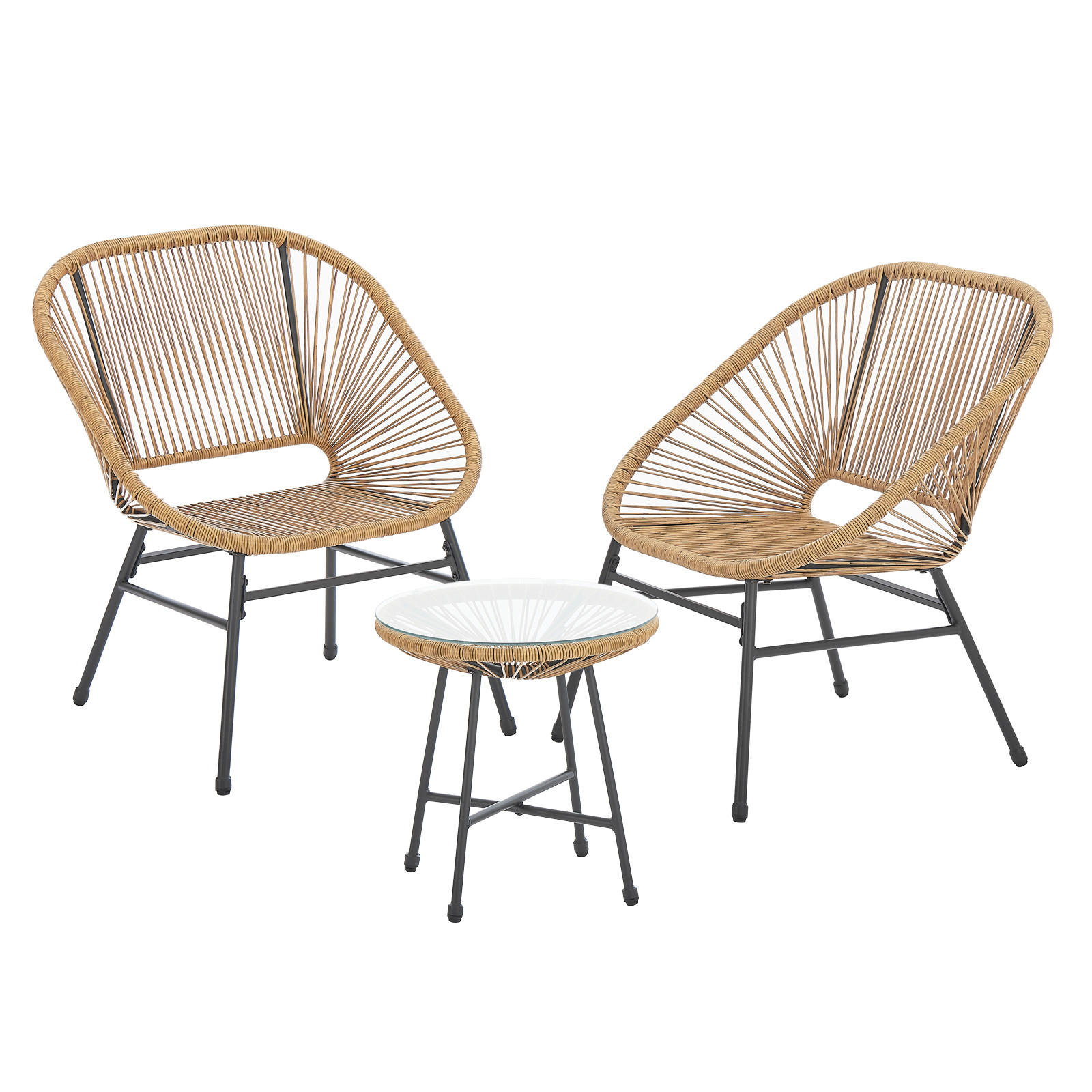 BALKONSET Tulum Natur - Naturfarben, Metall - SVITA