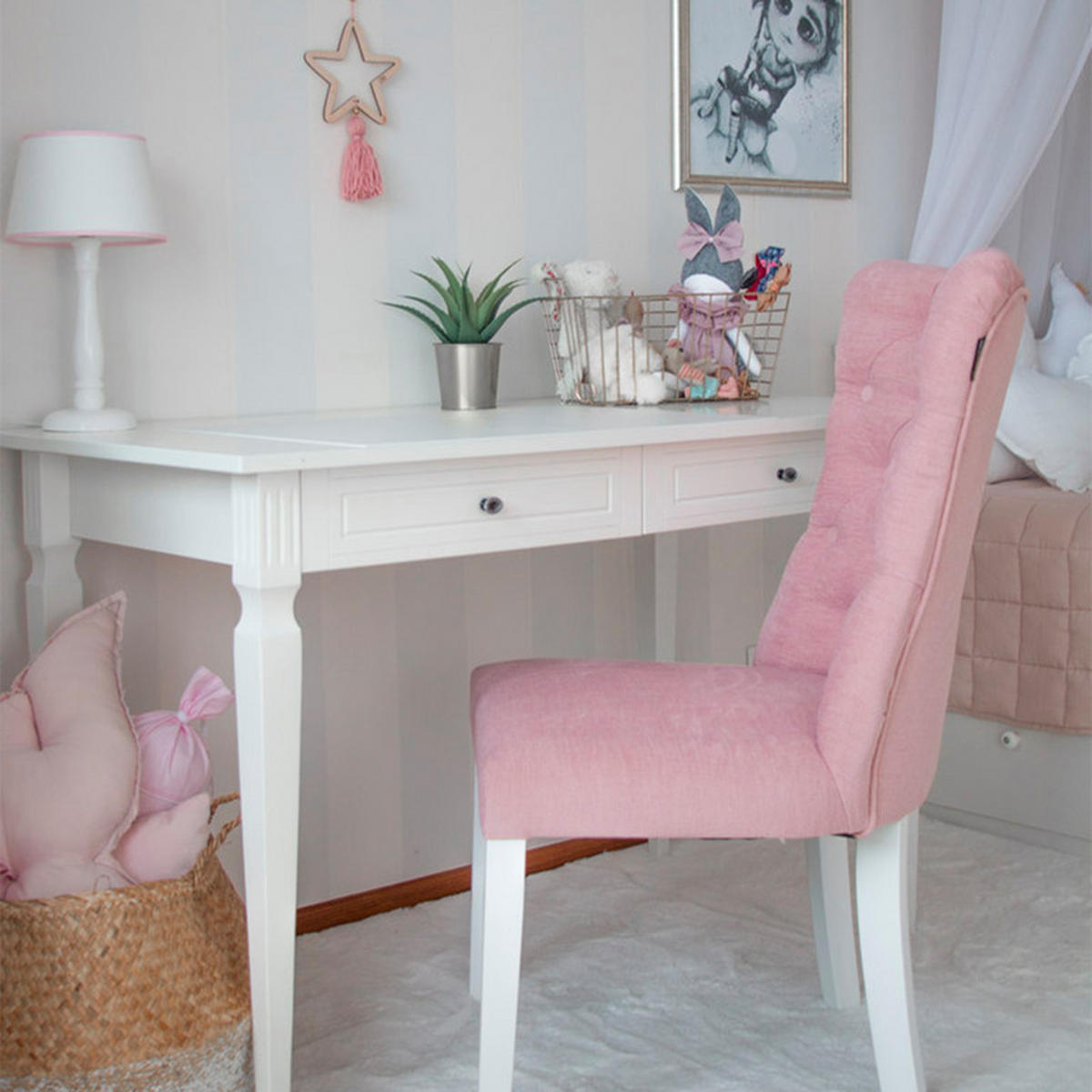 PSACÍ STŮL Bílá - bílá, kompozitní dřevo (65/120/78cm) - Petits-meubles