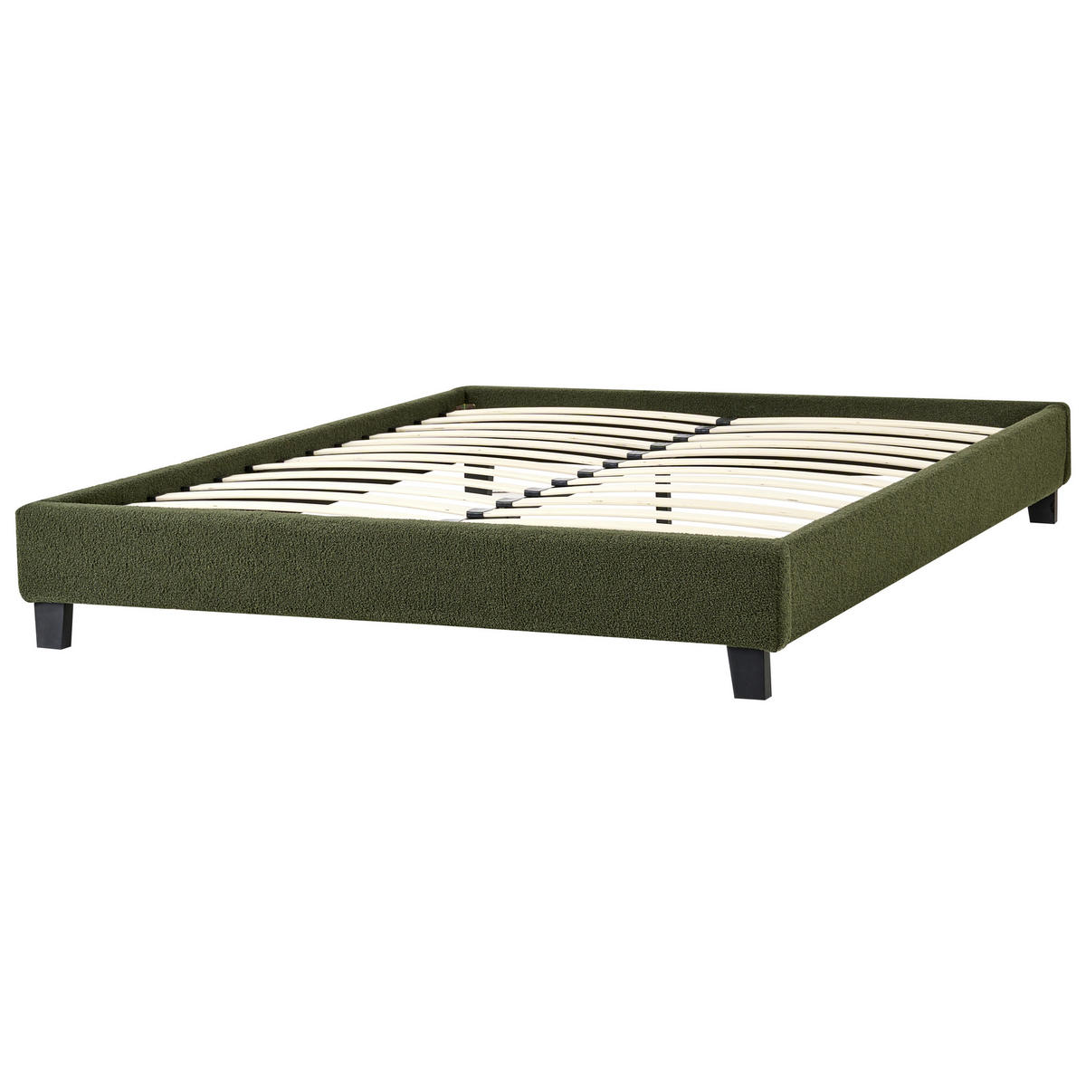 BETT 140/200 cm Dunkelgrün Roanne - Dunkelgrün/Braun, Textil (140/200cm) - Beliani