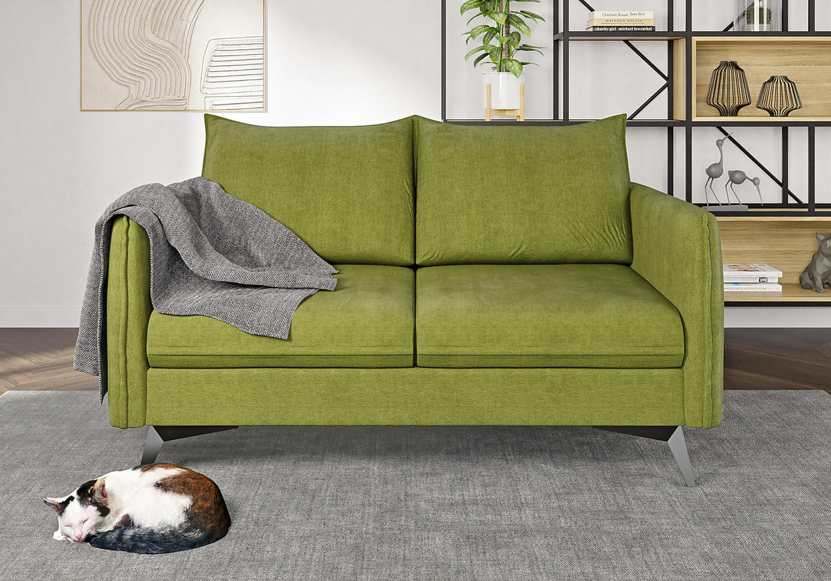 2-SITZER-SOFA Pulse Grün Luxusmicrofaser - Schwarz/Grün, Holz/Textil (138/86/91cm) - S-Style Möbel