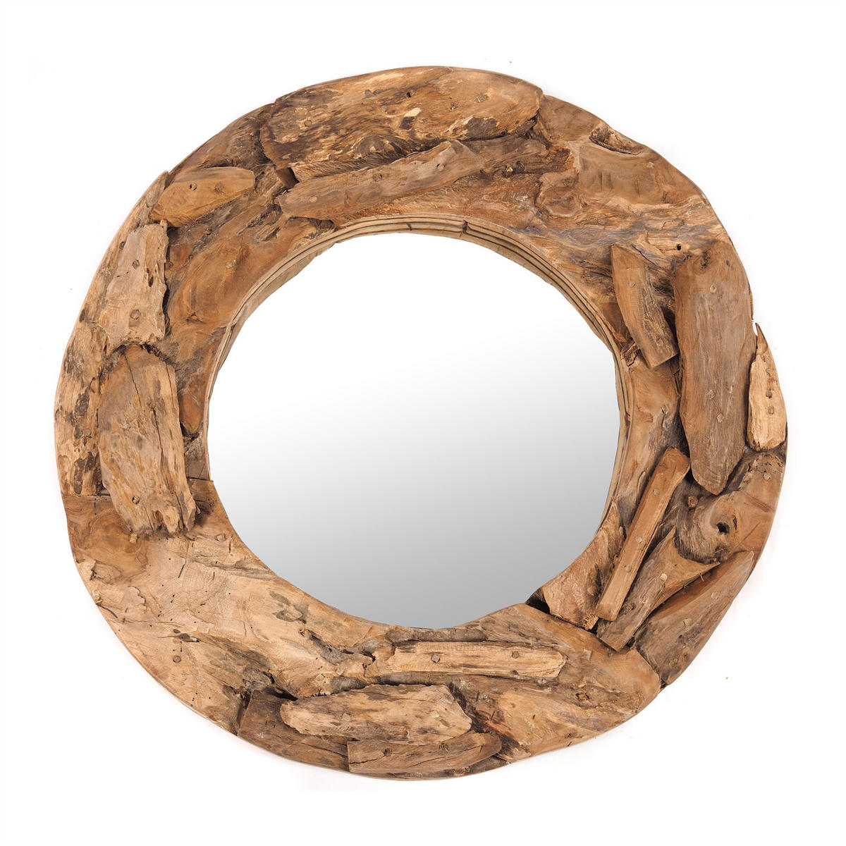 WANDSPIEGEL TEAK 60 Teakholz (erodiert) naturfarben - Naturfarben, Holz (60/60/6cm) - DESIGN DELIGHTS