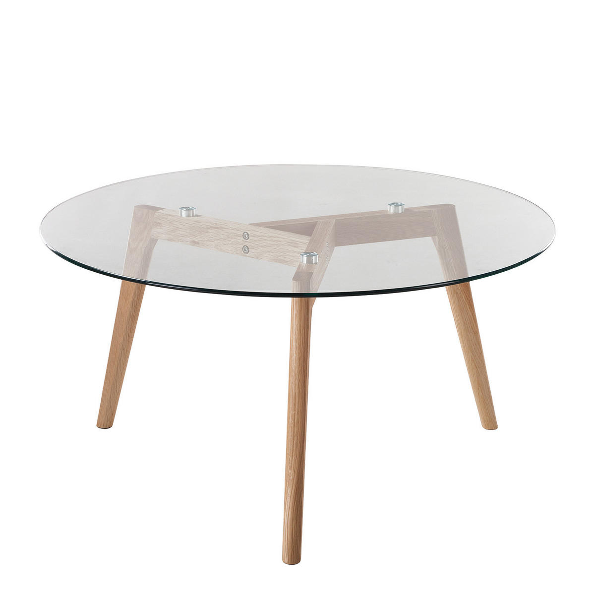 COUCHTISCH - Glas / Eiche massiv - Eichefarben, Glas (90/90/45cm) - home24