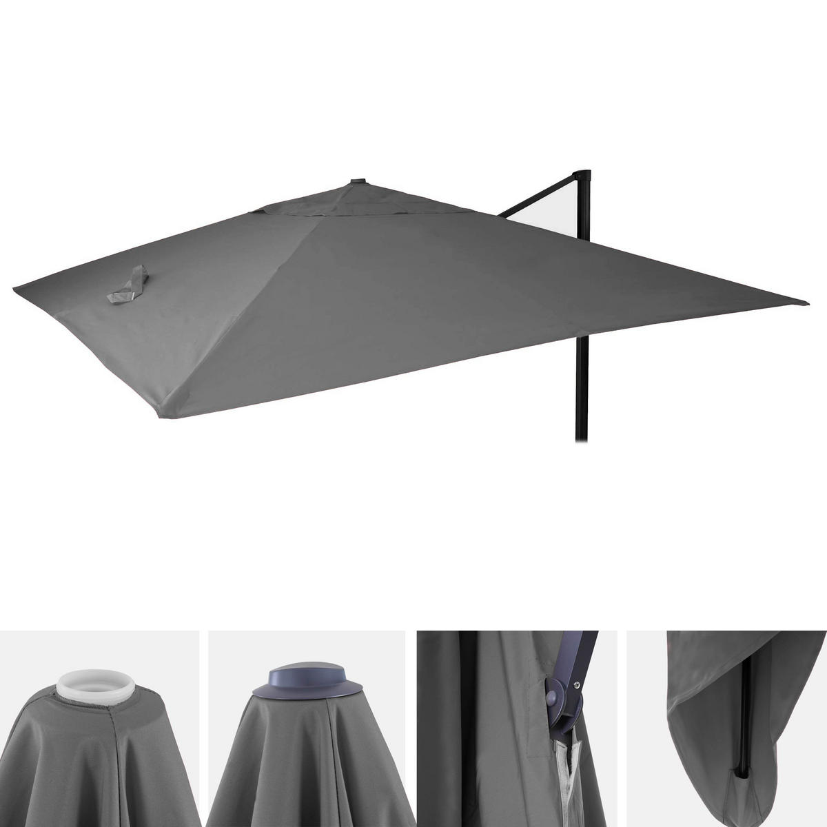 ERSATZ-BEZUG FÜR SCHIRM I Anthrazit - Anthrazit, Textil (295/295cm) - MCW