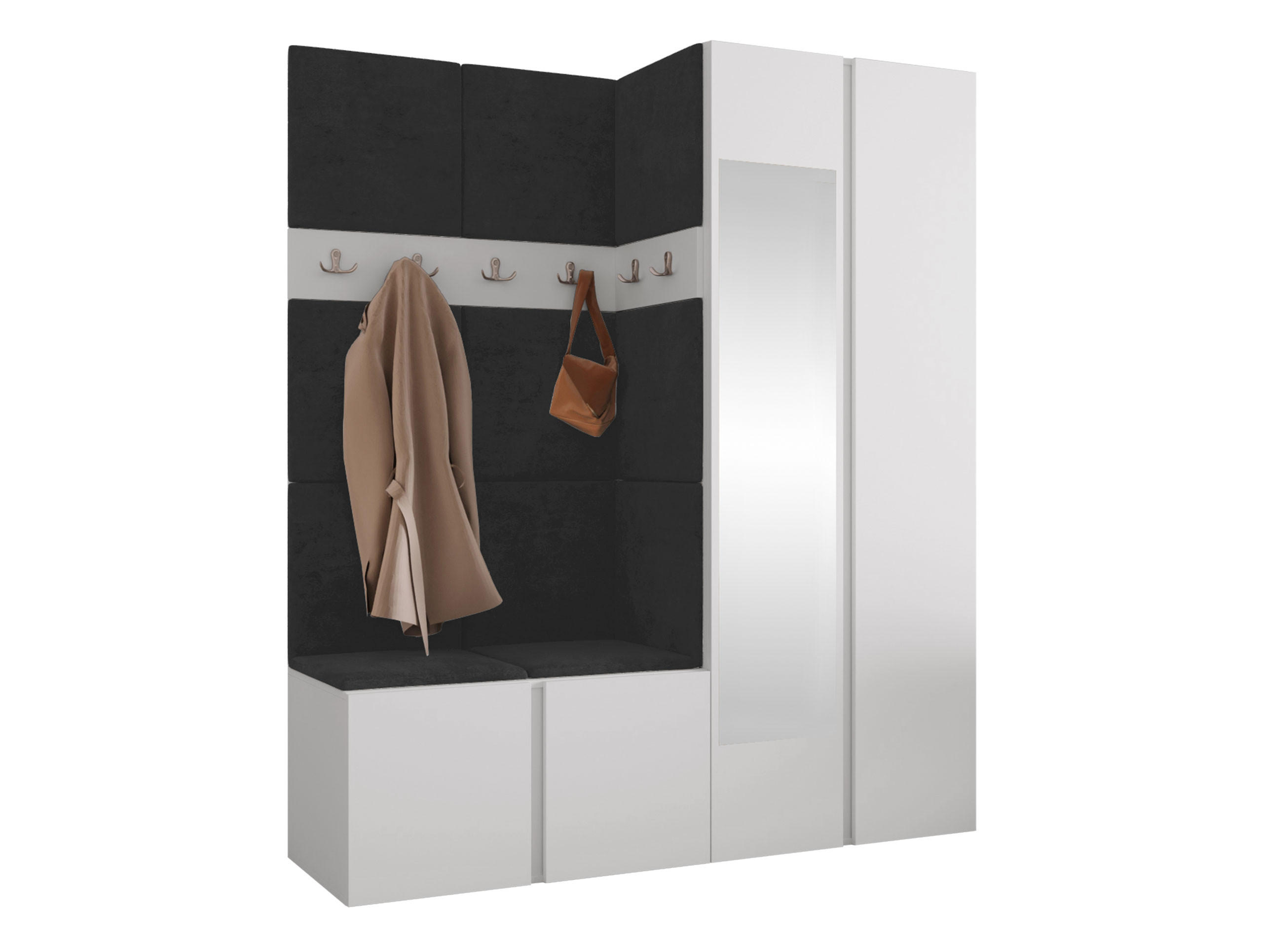 MOBILIER PENTRU HOL Orion XII - alb/antracit, material plastic/compozit lemnos (158/186/46cm) - MIRJAN24