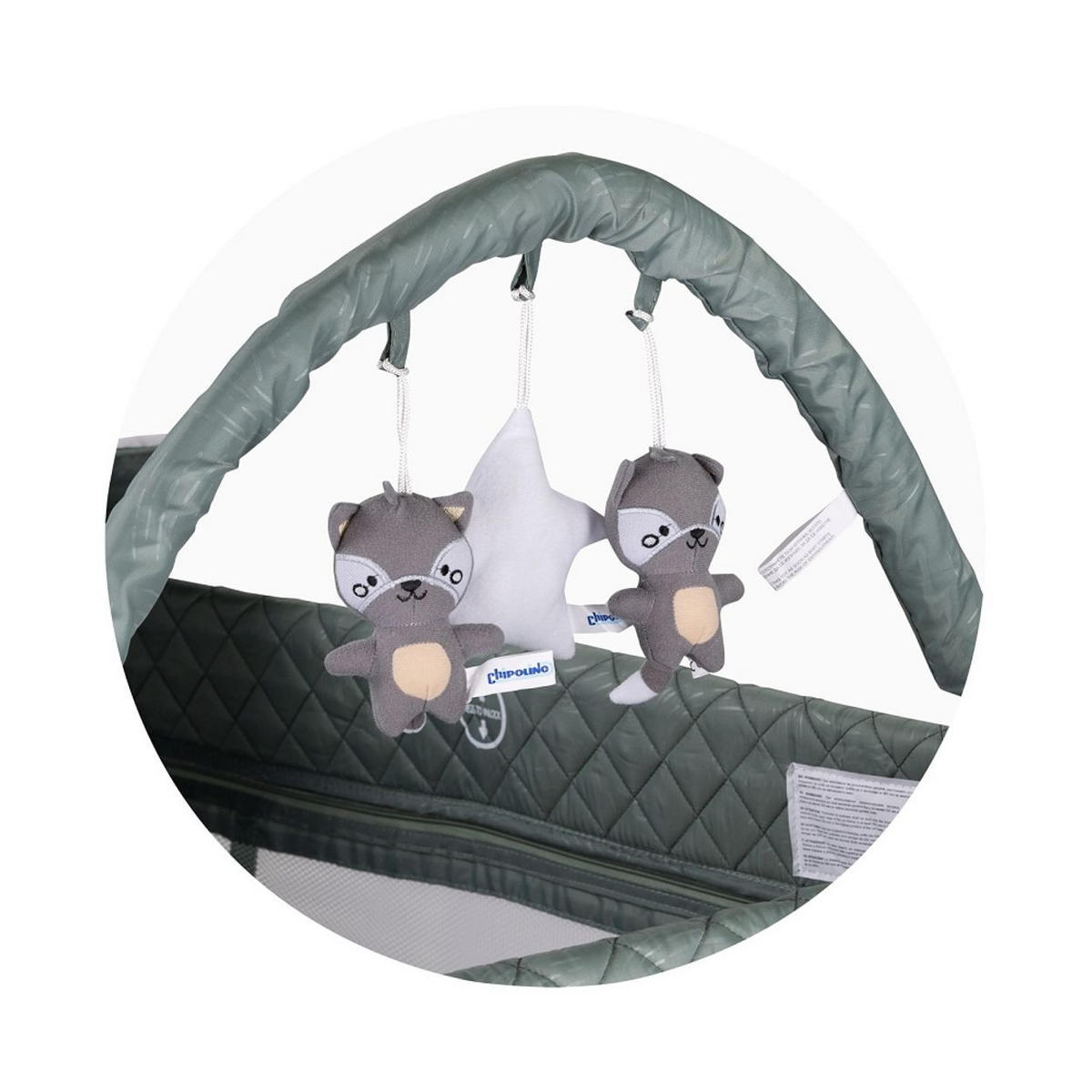 REISEBETT Luna 2 Ebenen hellgrün Wickelauflage klappbar Spielbogen Faltmatratze - Grün, Kunststoff (60/120cm) - Chipolino