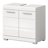 WASCHBECKENUNTERSCHRANK weiß Hochglanz 60 cm mit Rillenoptik - Weiß Hochglanz/Silberfarben, Holzwerkstoff/Kunststoff (60/56/34cm) - Inn.Furn
