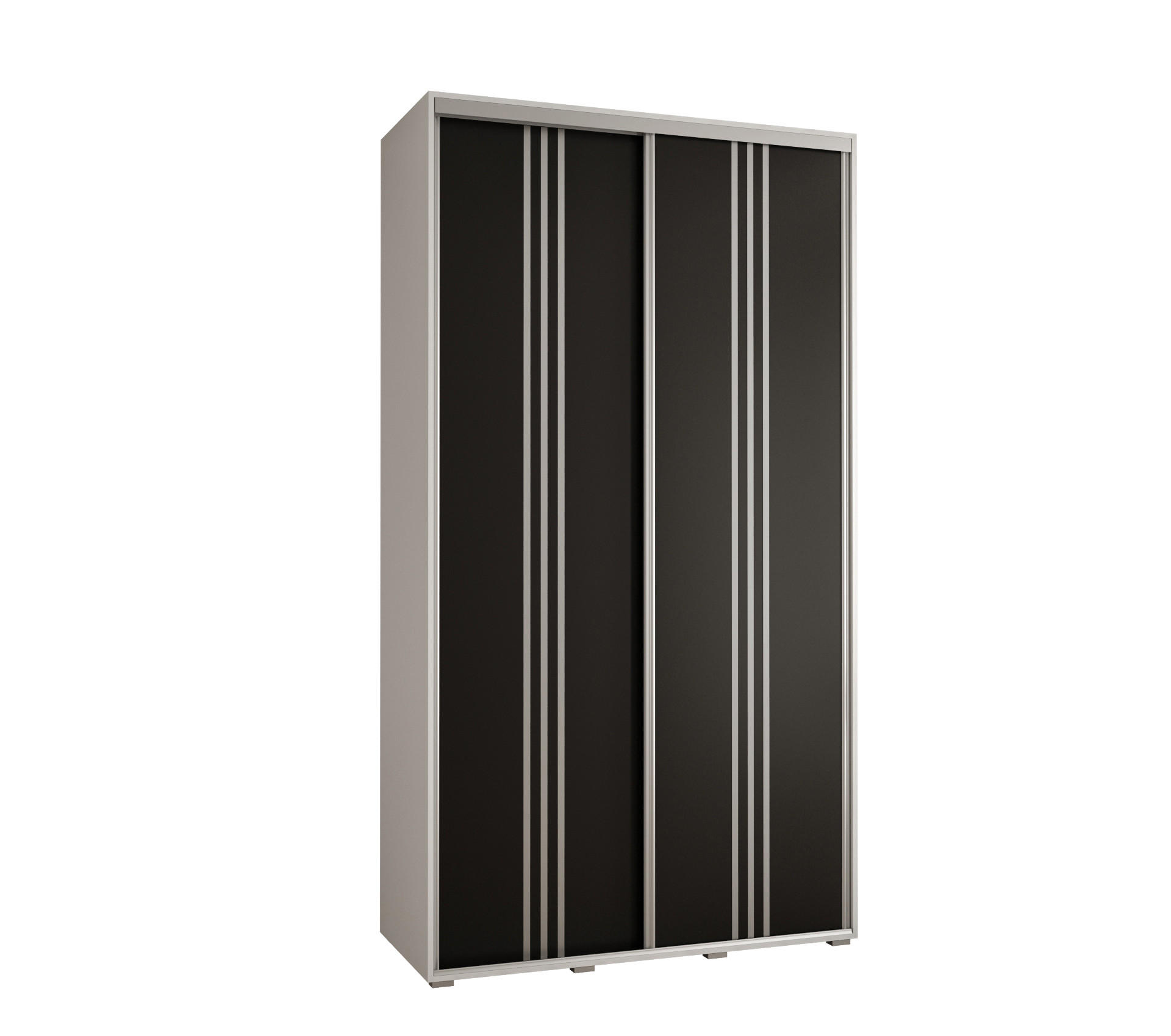 Abiks Möbel Schwebetürenschrank Weiß, Schwarz, Silber 130x235x60 cm