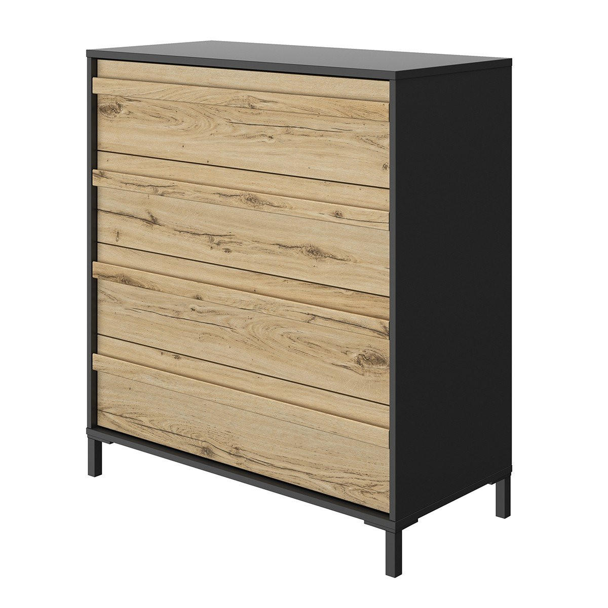 KOMMODE 4 Schubladen MIMIZAN - Französische Herstellung - 94/45/104 cm - Eichefarben, Holzwerkstoff (45/104/94cm) - Calicosy