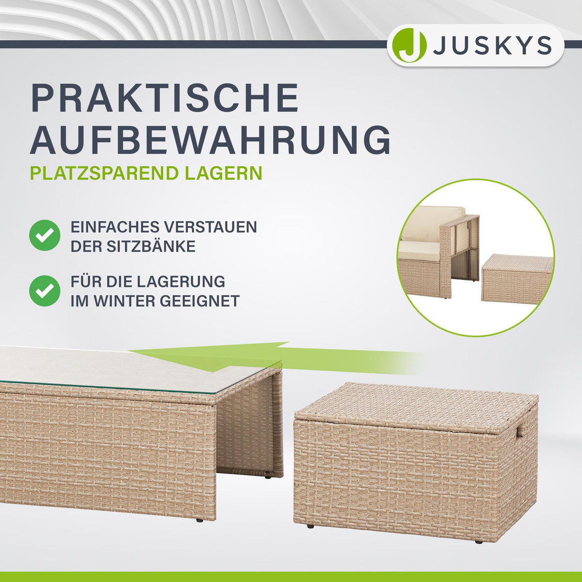 LOUNGEGARNITUR Salou beige - Beige, Kunststoff - Juskys
