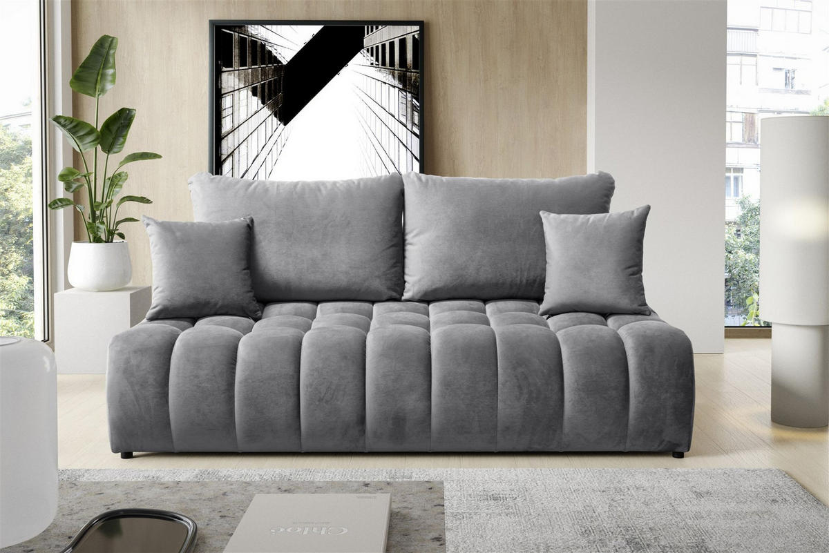 SCHLAFSOFA Nina - Grau, Holzwerkstoff/Textil (200/96/107cm) - Fun Möbel