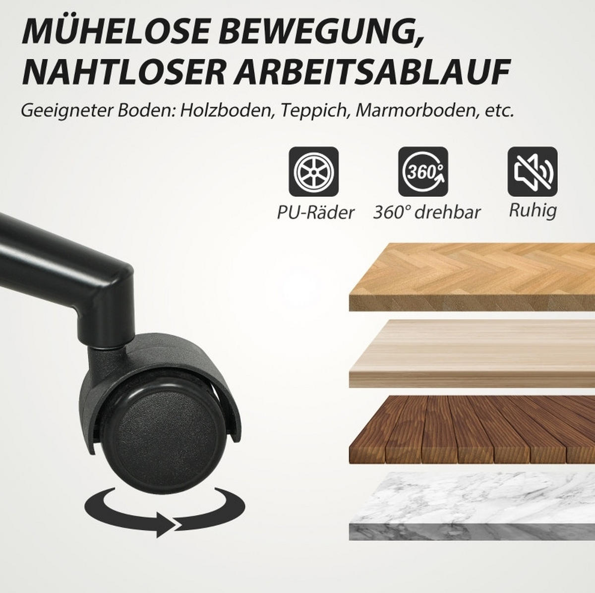 DREHSTUHL 65/61,5/91-101 cm cremeweiß aus Polyester mit Kippfunktion - Creme, Kunststoff (61.5/101/65cm) - OKWISH