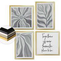WANDBILDER 4er Set - 50x50 cm & 40x60 cm Goldrahmen - Illustrationen mit floralen Pastellmustern - Goldfarben, Kunststoff (50/50cm) - ArtPrintCave