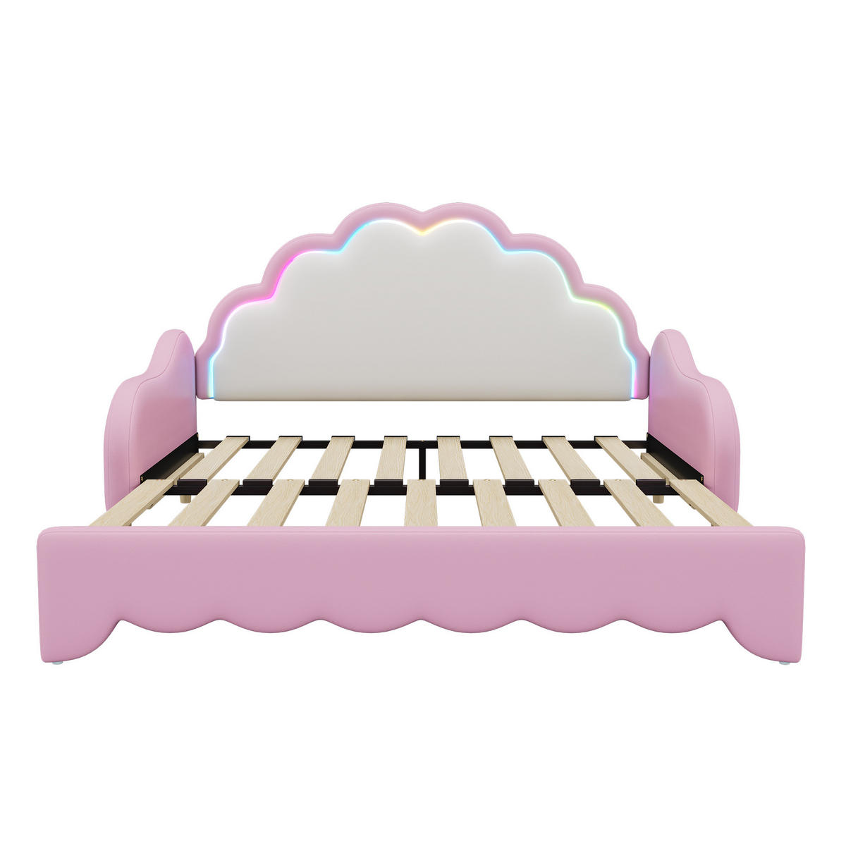 POLSTERBETT 140/198 cm DE-04633 als Sofabett LED-Lauflicht in Rosa - Pink, Holzwerkstoff (140/200cm) - ComfortXL