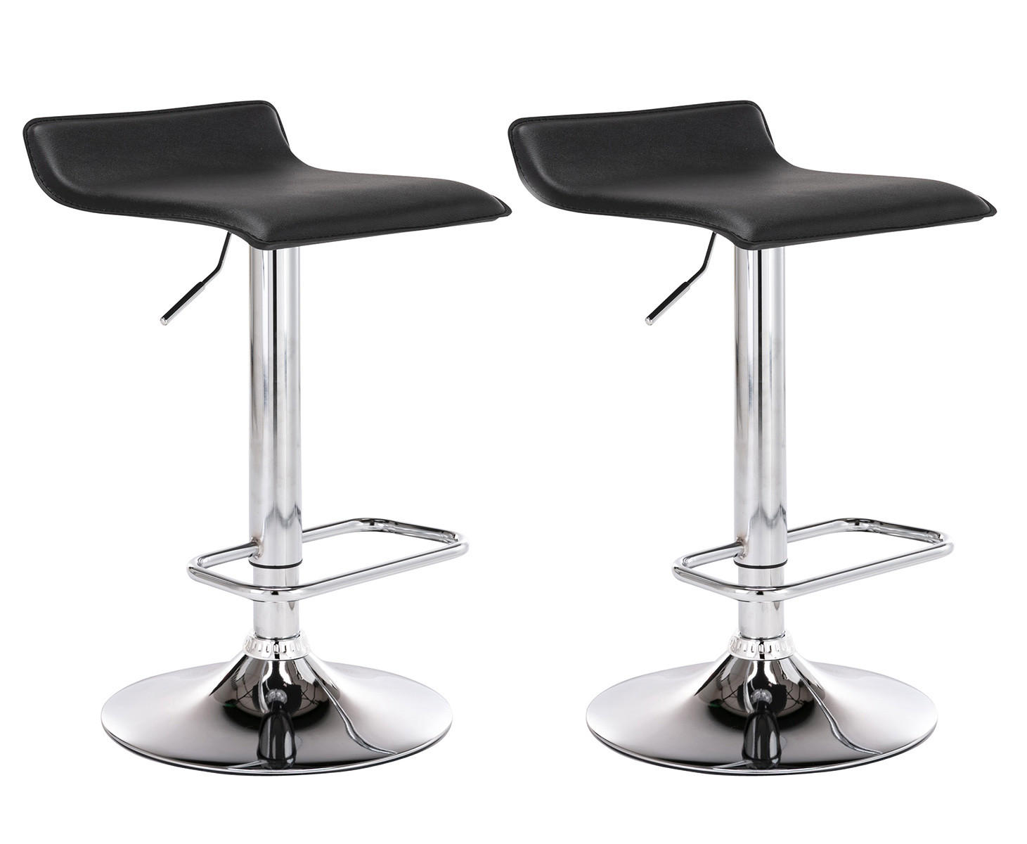 BARHOCKER 2er Set Lederlook schwarz - Chromfarben/Schwarz, Textil/Metall (38/65/41cm) - CLP