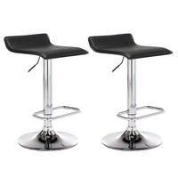 BARHOCKER 2er Set Lederlook schwarz - Chromfarben/Schwarz, Textil/Metall (38/65/41cm) - CLP