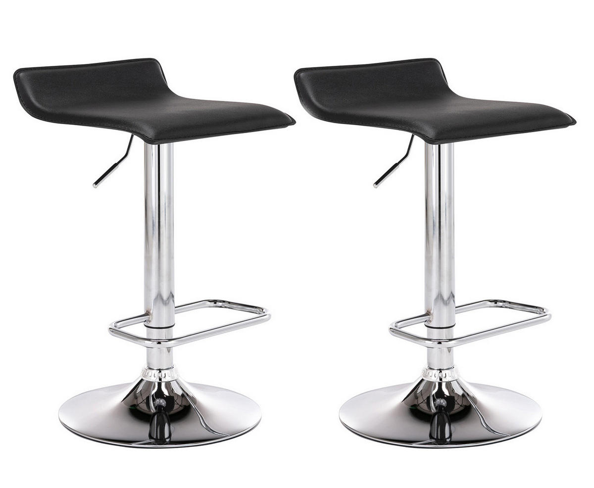 BARHOCKER 2er Set Lederlook schwarz - Chromfarben/Schwarz, Textil/Metall (38/65/41cm) - CLP