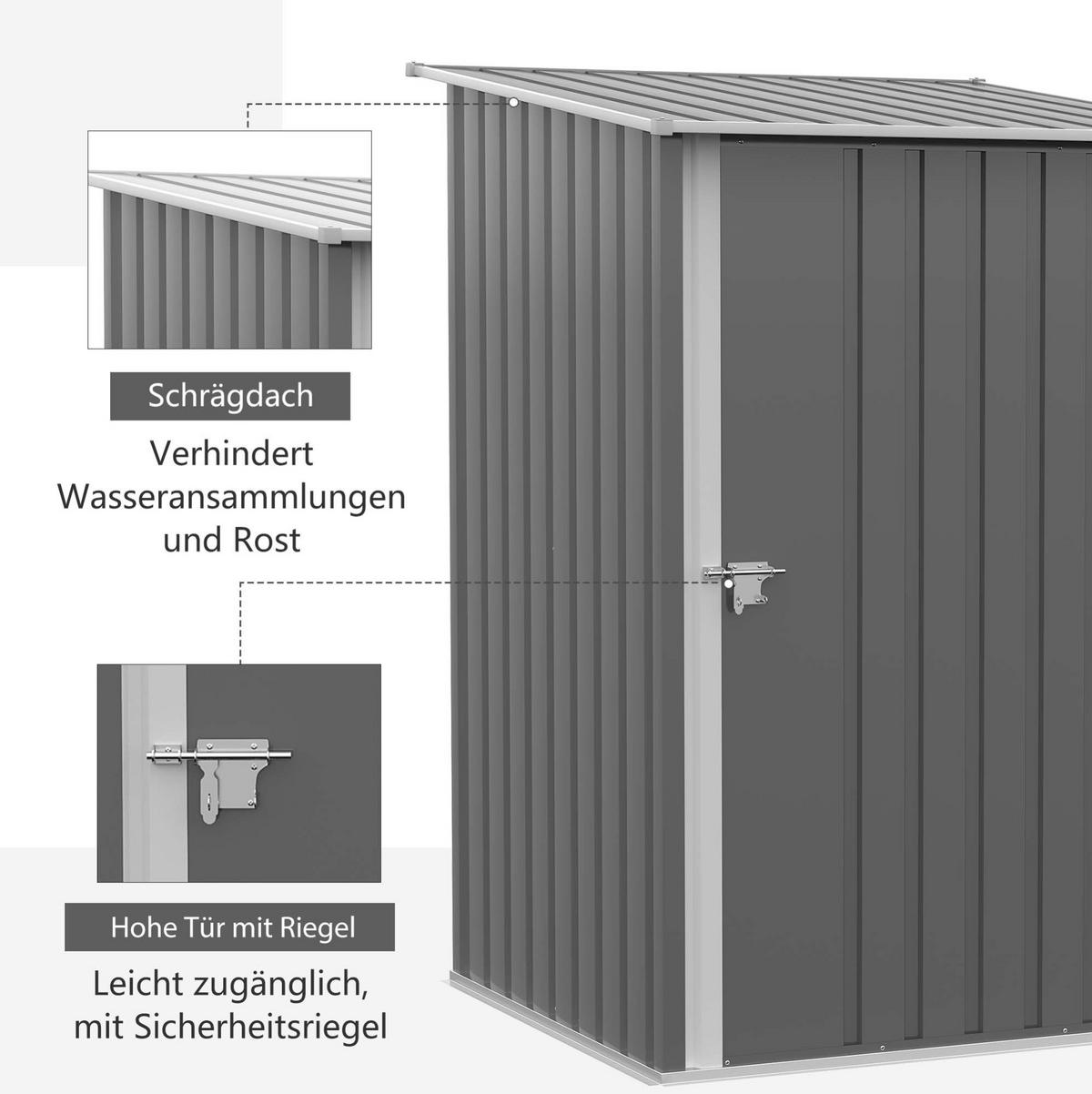 GARTENKOMMODE 100/160/103 cm Grau aus Stahl mit abschließbarer Tür - Grau, Metall (103/160/100cm) - OKMYHOME