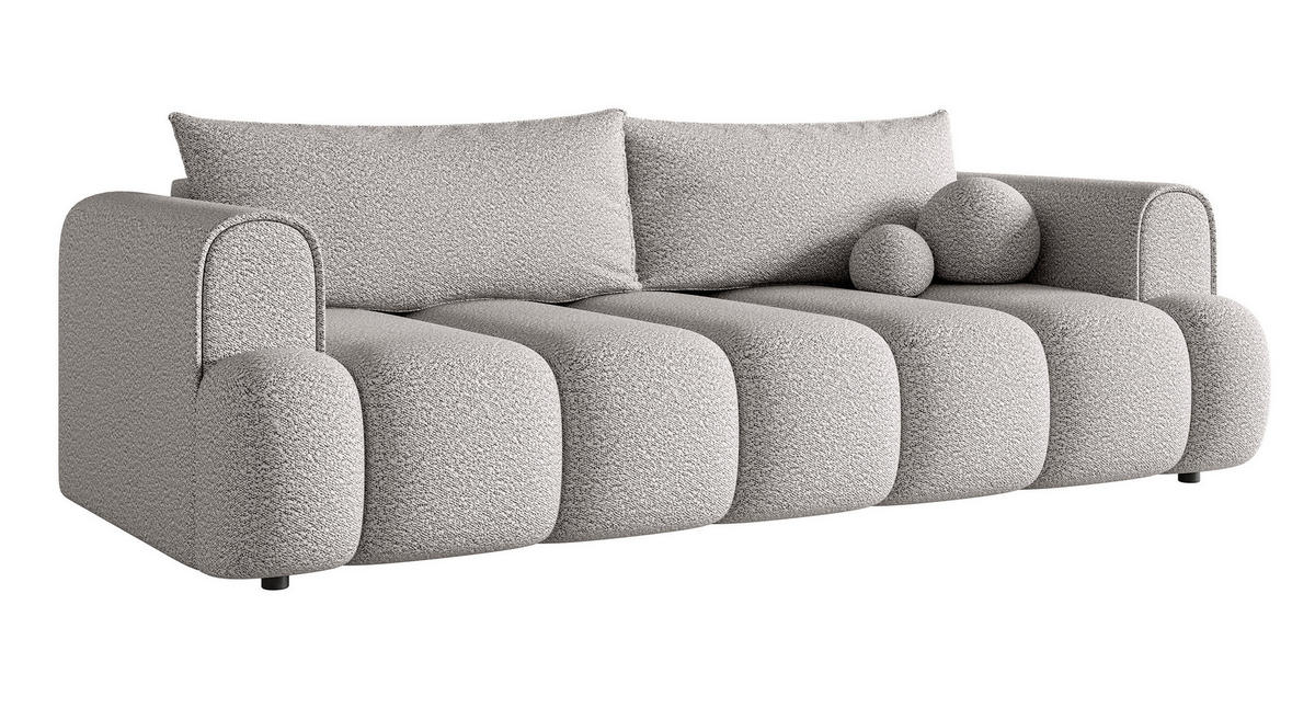 SCHLAFSOFA Dandelino Hellgrau Boucle - Hellgrau/Schwarz, Kunststoff/Textil (250/90/112cm) - Selsey