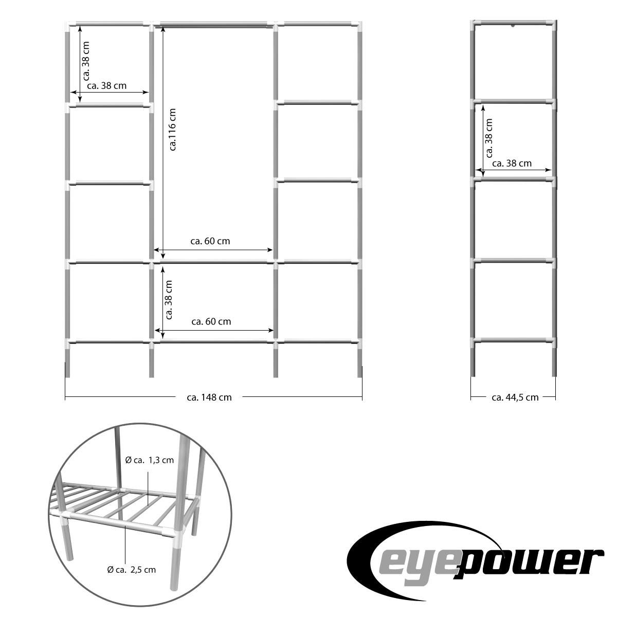 XXL-METALL-KLEIDERSCHRANK 178x148x44,5 cm - Silberfarben, Metall (44.5/178/148cm) - eyepower