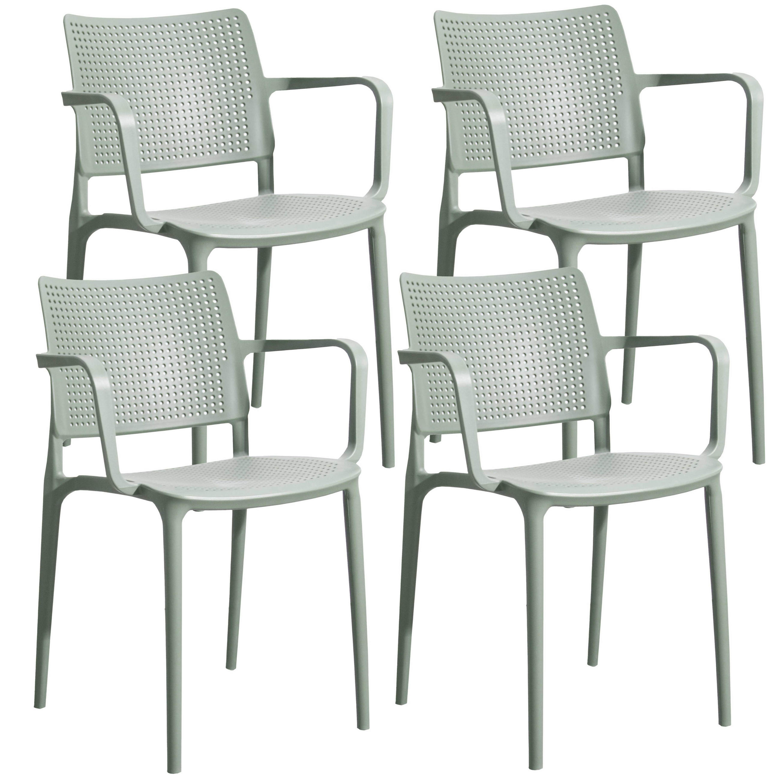 GARTENSTÜHLE 4-tlg., Salbeigrün - Hellgrün, Textil (42/80/55cm) - Oviala