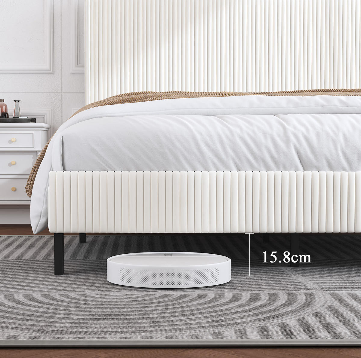 POLSTERBETT 160/200 cm mit geräuscharmem Metallrahmen und Cordbezug, Beige, Creme - Creme, Textil (160/200cm) - Redom