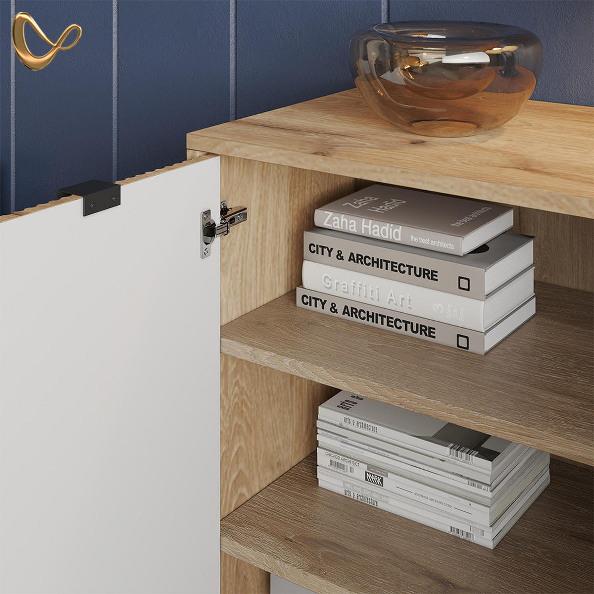 KOMODE Aterno Viking Oak z 2 vrati - barve hrasta, leseni material (42/81.2/80cm) - Livinity®