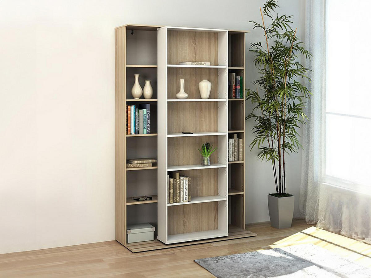 BÜCHERREGAL - 116.6 cmcm x 46 cmcm - Holz, Platte - Naturfarben Hell, Weiß - PRALI - Naturfarben/Weiß, Holz (116.6/185/46cm) - Vente-Unique