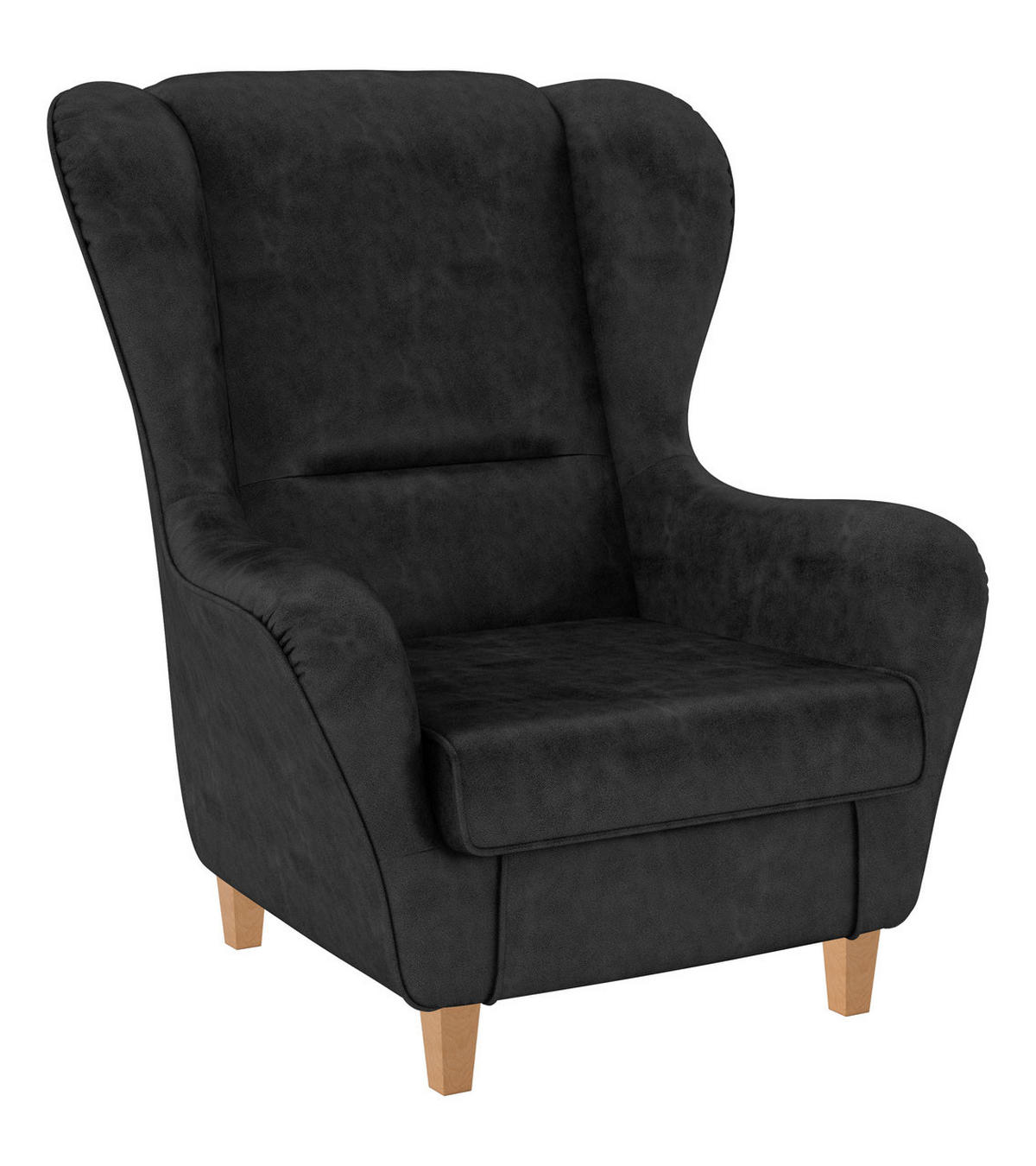 OHRENSESSEL Sofia Relaxsessel mit Hocker | Kunstleder Texas Anthrazit - Graphitfarben, Textil (92/68/95cm) - Supellex