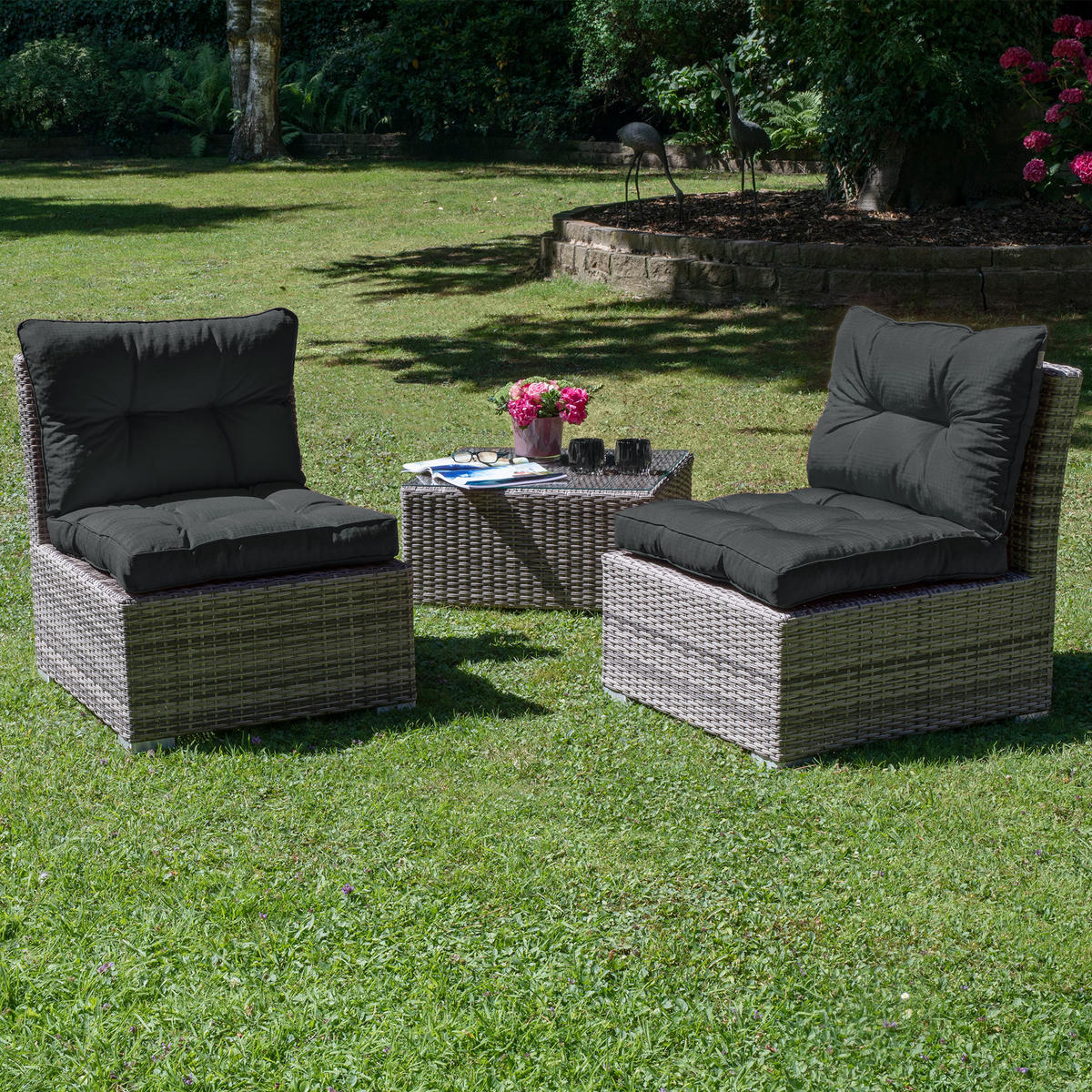 LOUNGEKISSEN Xluna Sitz 50/50/10 cm Graphitgrau - Grau, Textil (50/50/10cm) - Beautissu 