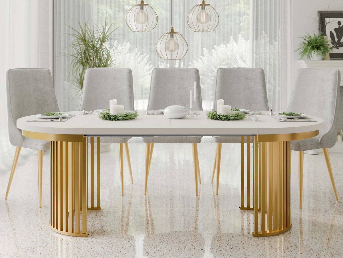 ESSTISCH ausziehbar Komo - Kaschmir/Goldfarben, Holz/Holzwerkstoff (100/100/76cm) - MIRJAN24