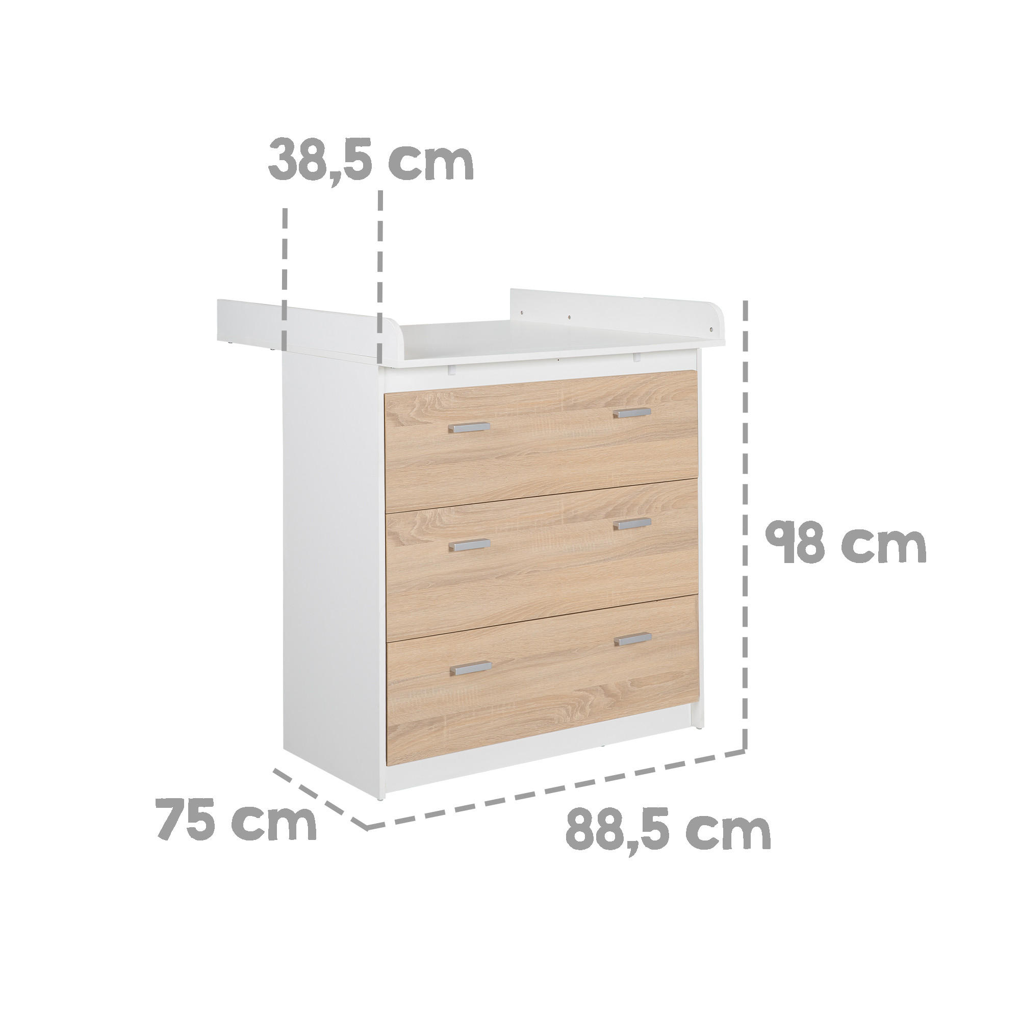 BABYZIMMER-SET Gabriella, mit schmaler Wickelkommode, 2-teilig - Multicolor, Holzwerkstoff (76/80/142cm) - Roba