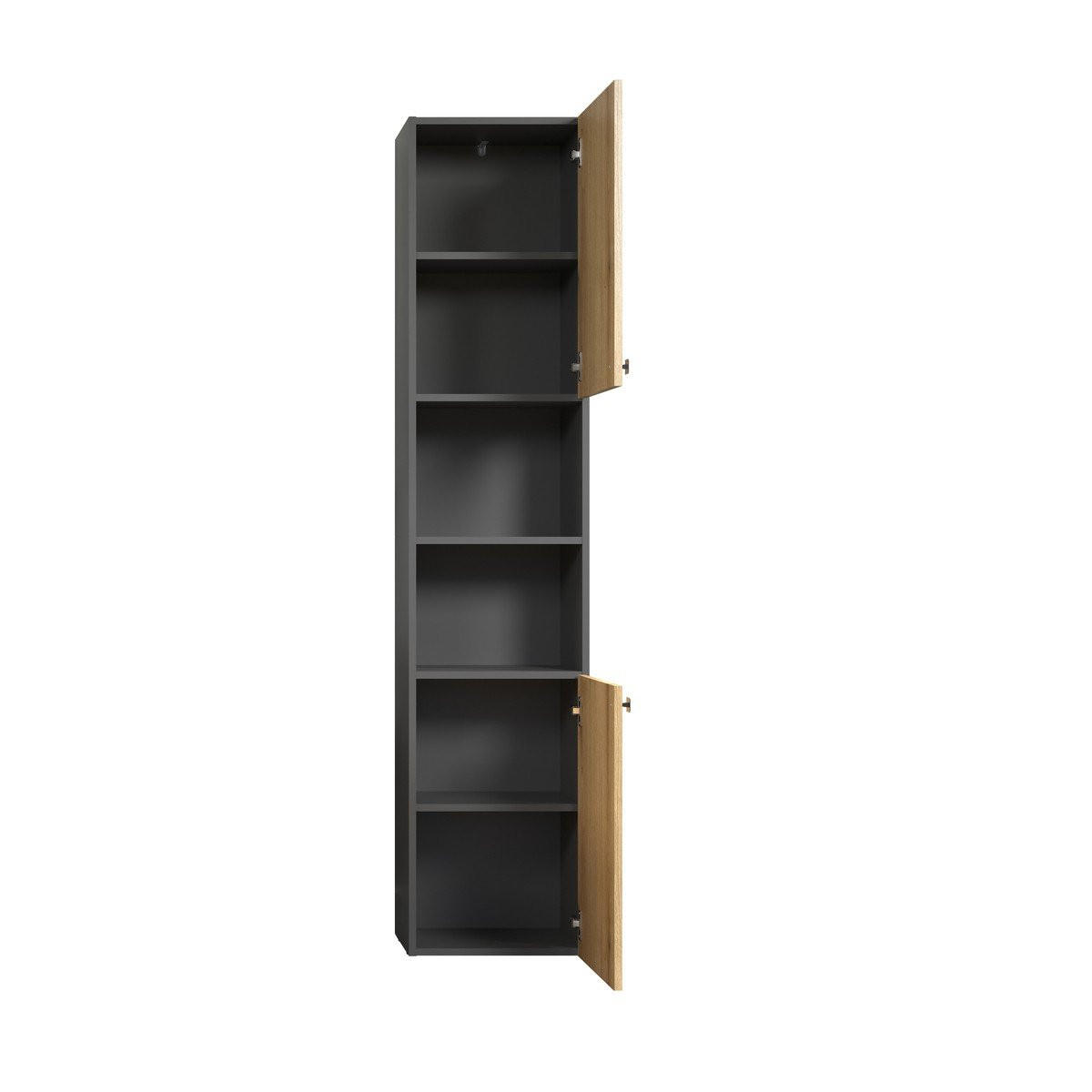 BADEZIMMERSÄULE mit Rillen, 2 Türen und 2 Fächern - purebliss 112/15/44,5 cm - Eichefarben, Holzwerkstoff (40/186/31cm) - Trendteam