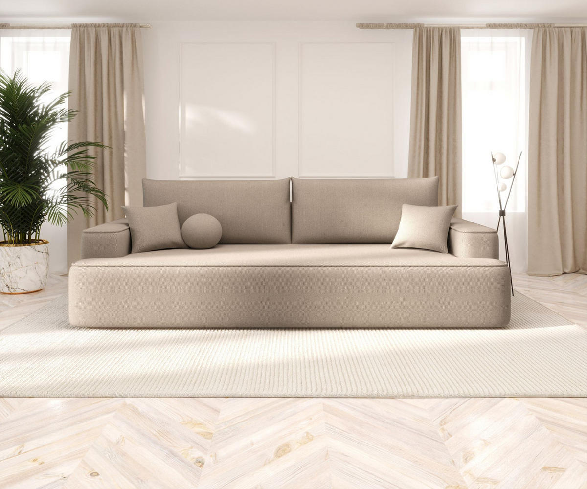 SOFA mit Schlaffunktion FIGO Curio 15 - Beige, Textil (250/75/150cm) - Bedante