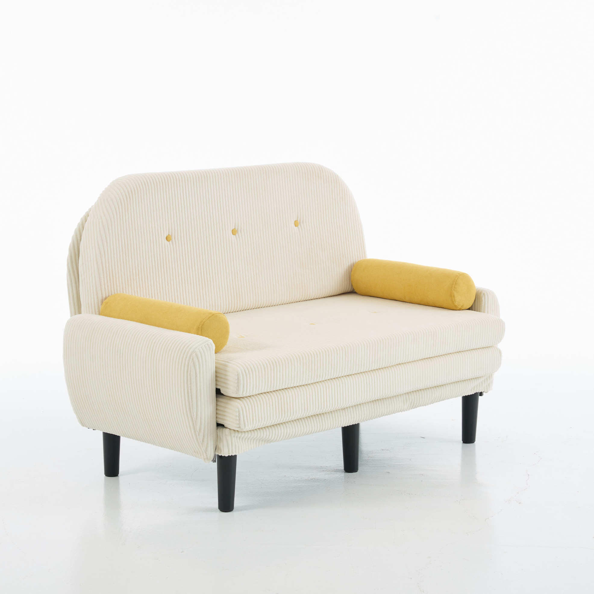 2-SITZER 133/77/85 cm elfenbeinfarben aus Cord mit verstellbarer Rückenlehne und 2 Kissen - Creme, Textil (77/85/133.5cm) - OKWISH
